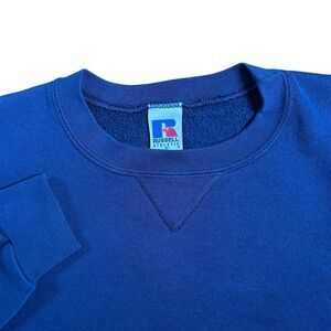 Vintage Russell Athletic Blank Crewneck Men’s Medium Blue Fleece Essentials 90s